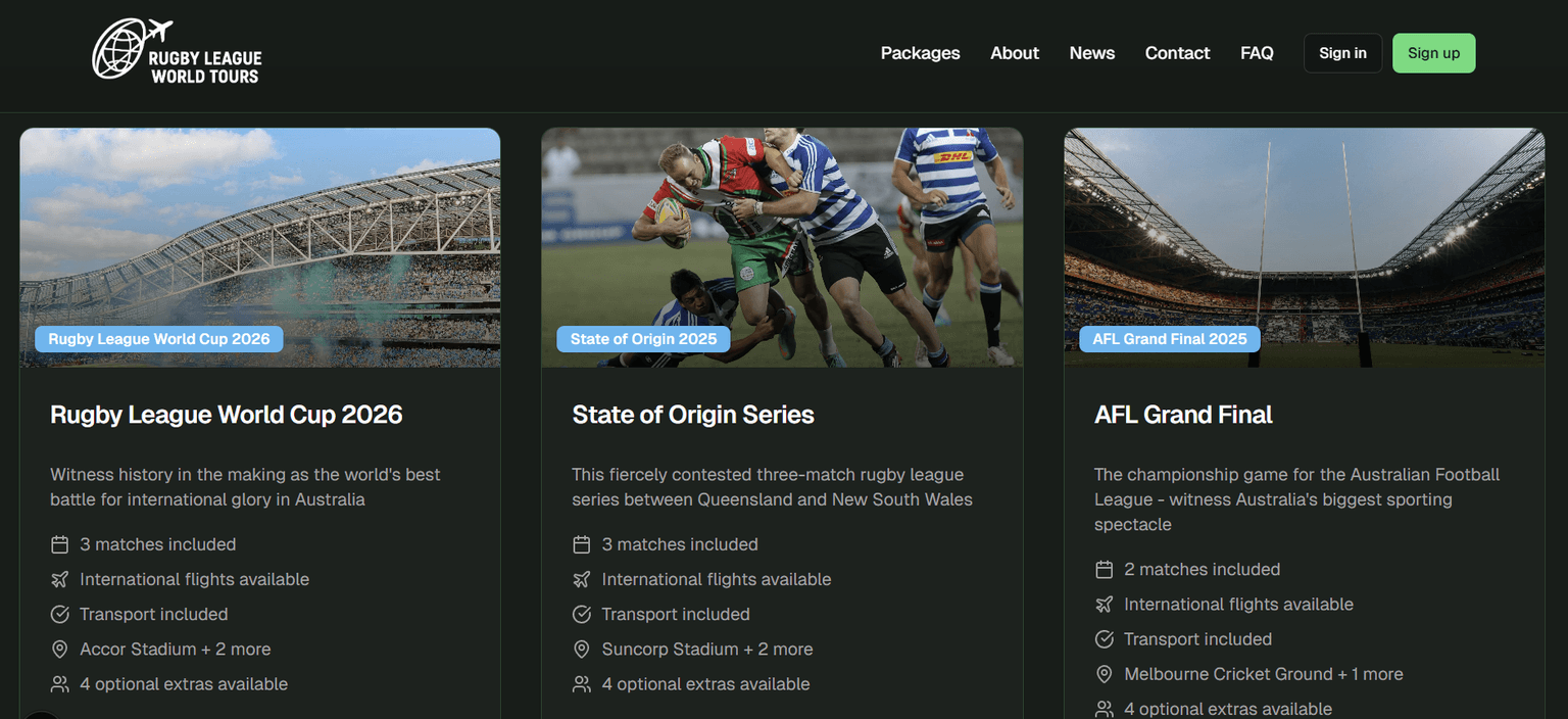 Rugby League World Tours Platform